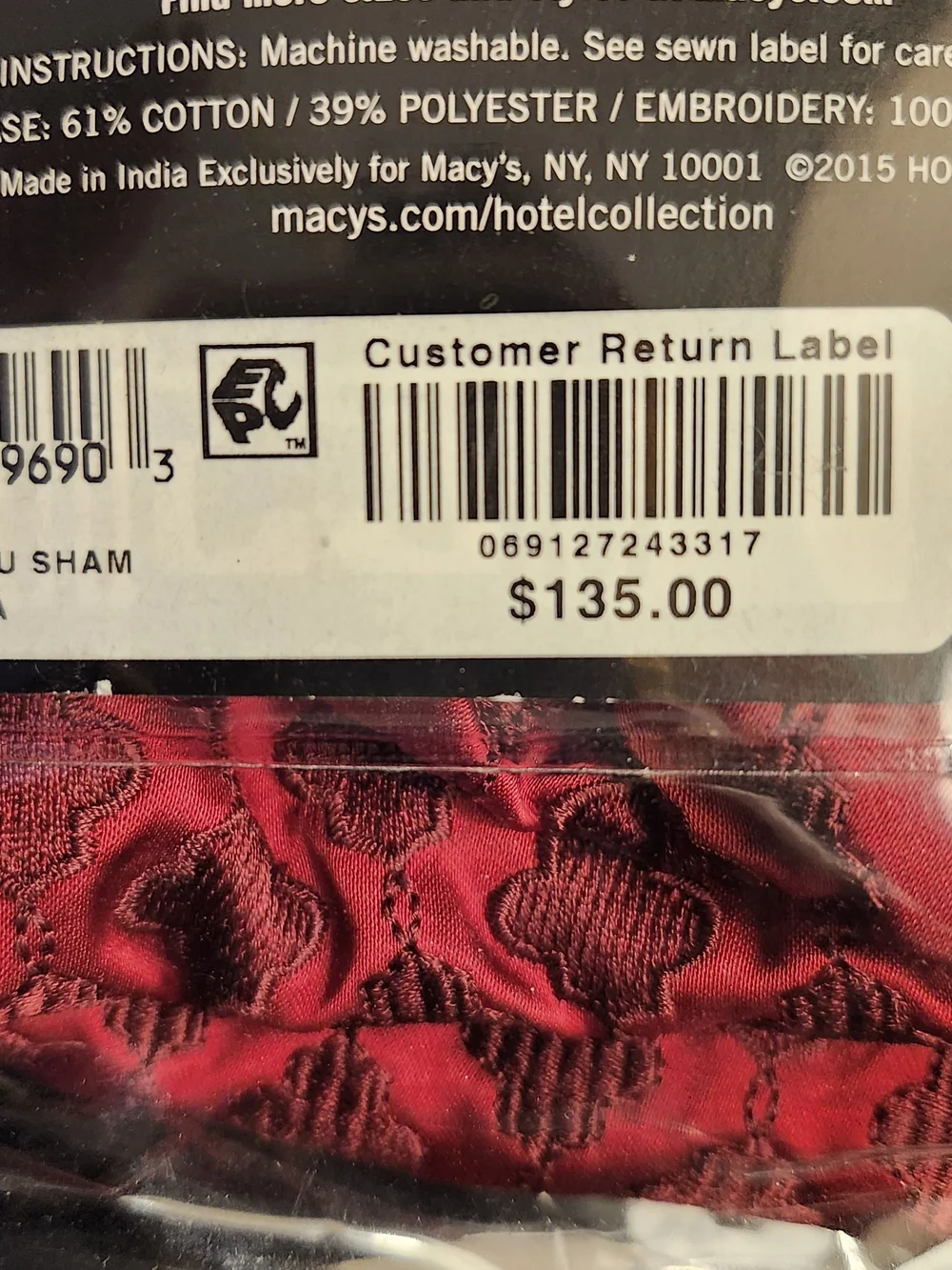 Hotel Collection King Duvet Cover Bordeaux With Medallion Euro Shams
